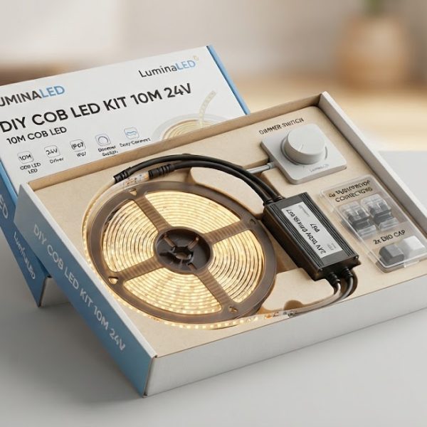 Combo 10m LED Dây COB 3000K + Nguồn 24V + Chiết Áp Dimmer